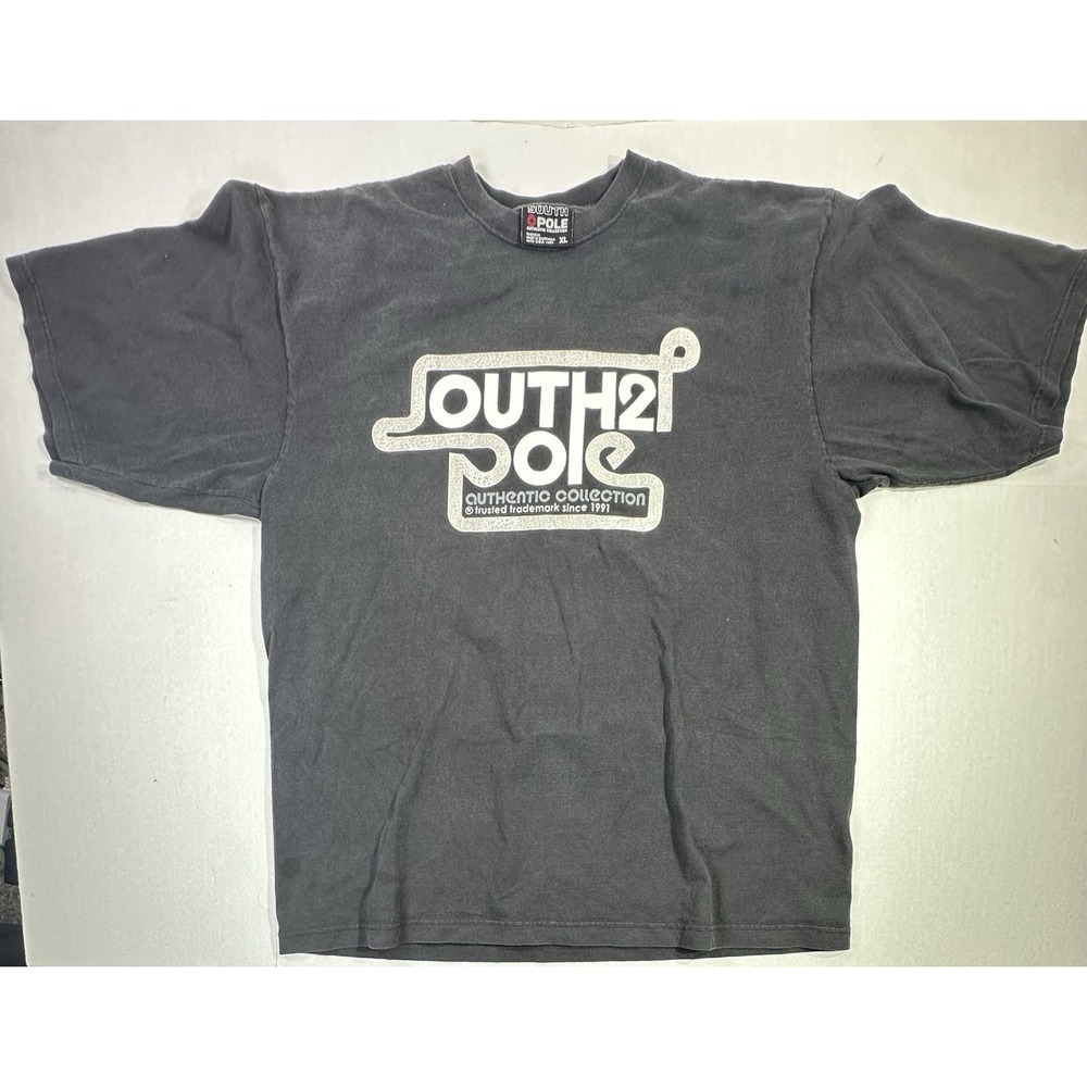 Southpole Authentic Collection T-Shirt XL Black Gray Graphic Logo‎ Tee Y2K